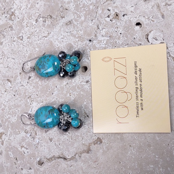 Ragazzi Turquoise/Hematite Dangle Earrings - Picture 5 of 8